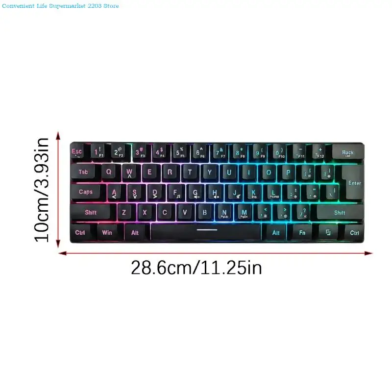 Mini 61-Key USB Mechanical Keyboard with Raised Profile, Small 60% for Laptop Typing, Office Desks, Study Areas, and Play photo 3