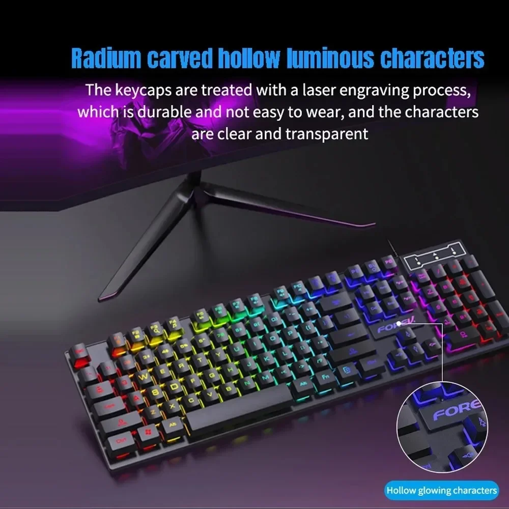 104 Key Backlit Mechanical Keyboard Wired Gaming Keyboard Waterproof Luminous Keyboard And Mouse Set for Gamer PC Laptop Office photo 4