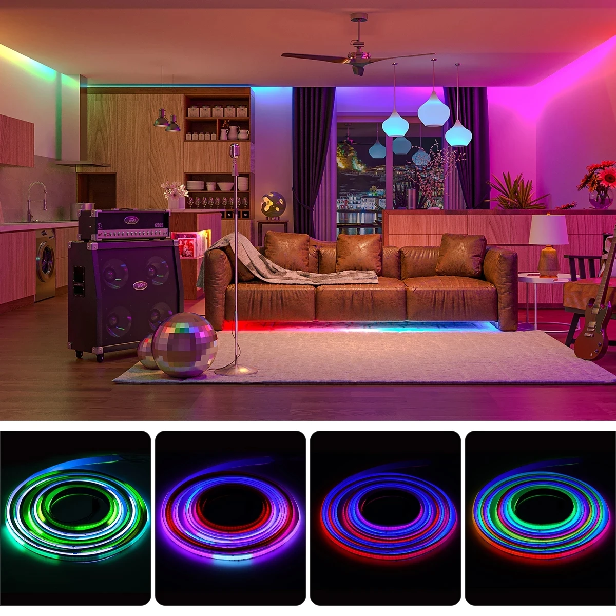 FCOB LED Light Strip Pixel Addressable 630 720 LEDs RGB Dream Full Color 12mm DC12V 24V WS2811 High Density Flexible COB Light photo 5