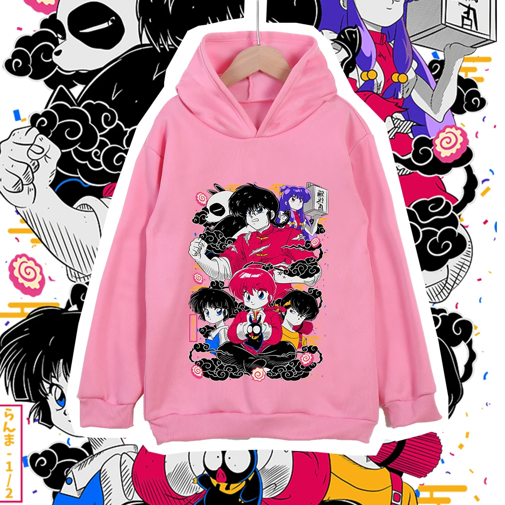 Kids Cartoon Ranma Characters Print Cotton Hoodie Sweatshirt for Boys Girls 100-160cm Unisex Anime Pullover photo 5