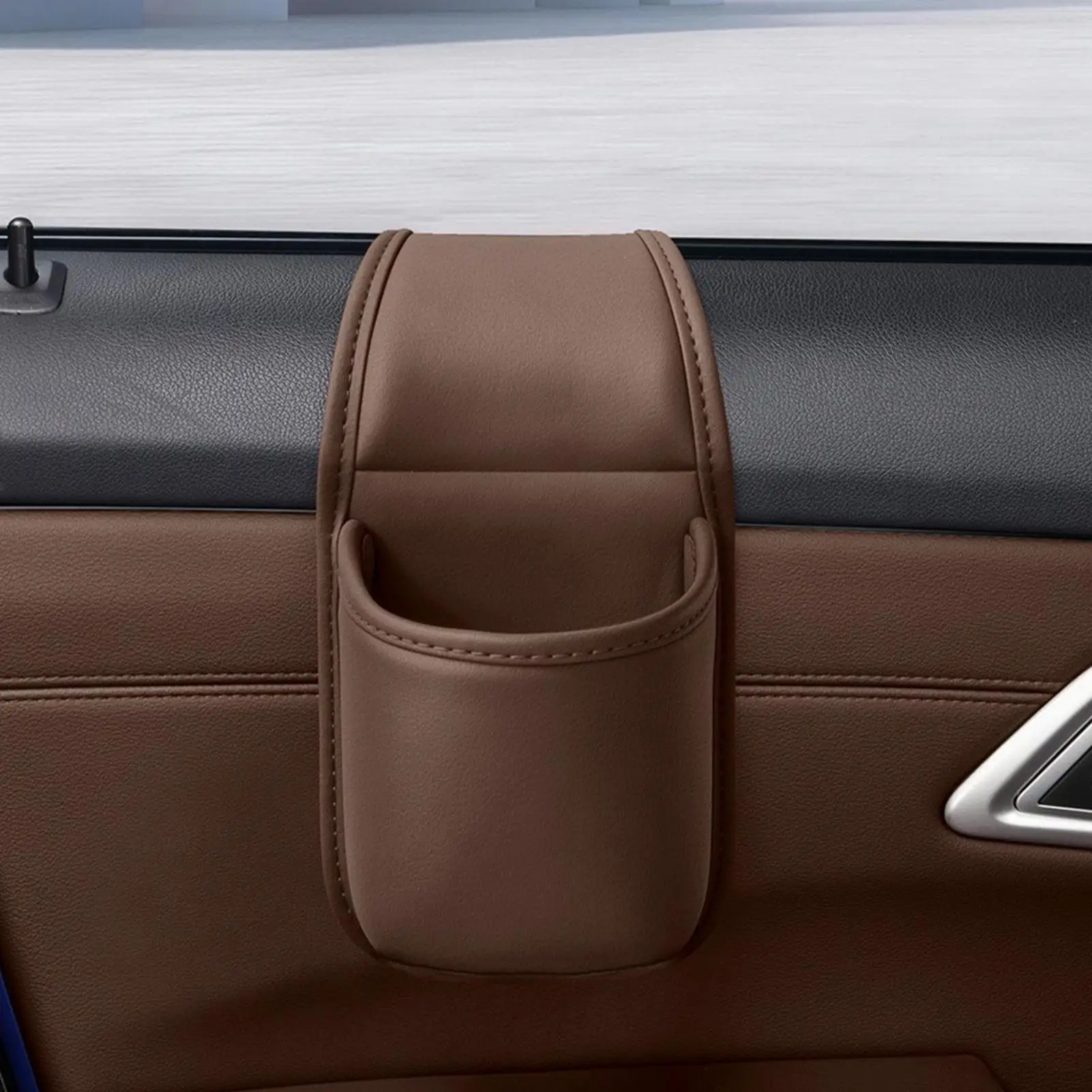 PU Car Door Cup Holder Multifunctional Adhesive Storage Pocket Auto Door Mount Drink Bottle Holder Phone Sundries Storage Bag photo 4