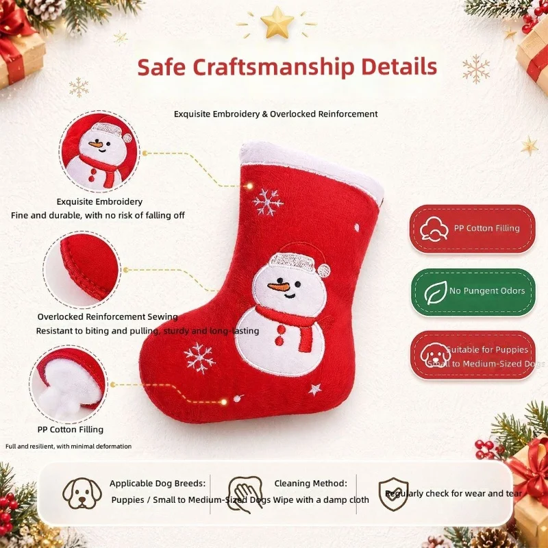 Cute Christmas Stocking Pet Squeaky Plush Toy Vocal Teeth Grinding Dog Chew Toy for Small Medium Large Dogs photo 4