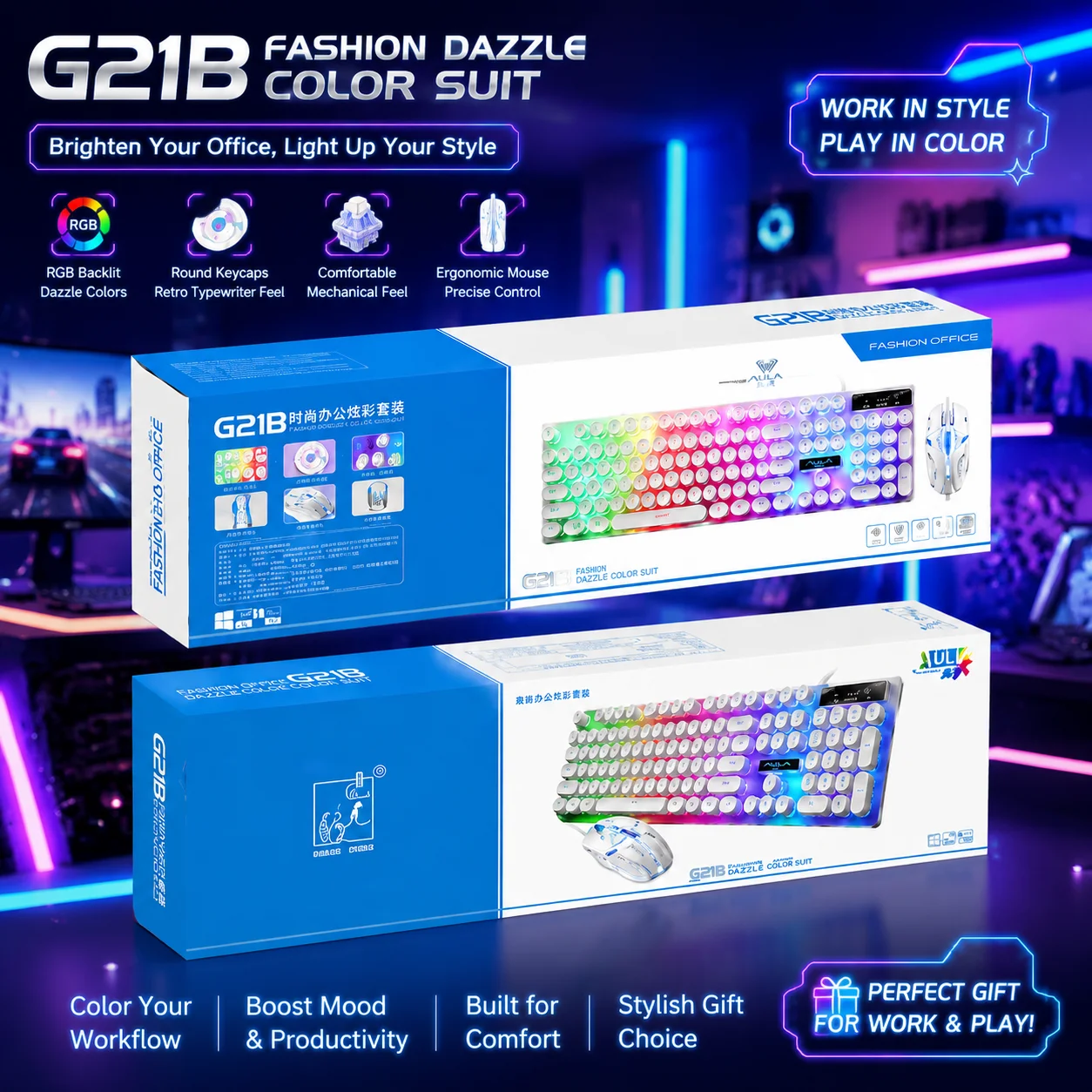 Cool RGB Backlit Wired Mechanical Gaming Keyboard and Mouse Combo Ergonomic Keyboard Set With USB Plug And Play For PC Computer photo 5