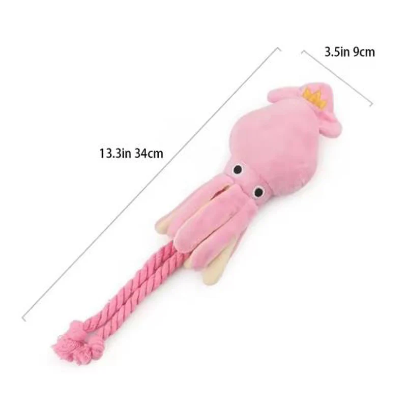 Dog toys; cat toys; sound-emitting cotton rope octopus; durable chew toys for cleaning teeth; interactive pet toys. photo 3