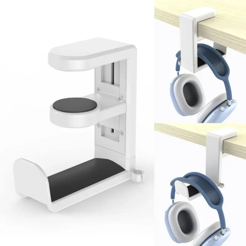 New 2In1 Gaming Headphone Stand Adjustable Desk Edge Hook Gamepad Headset Desk Hanger Rotation Headset Support Earphone Holder photo 6