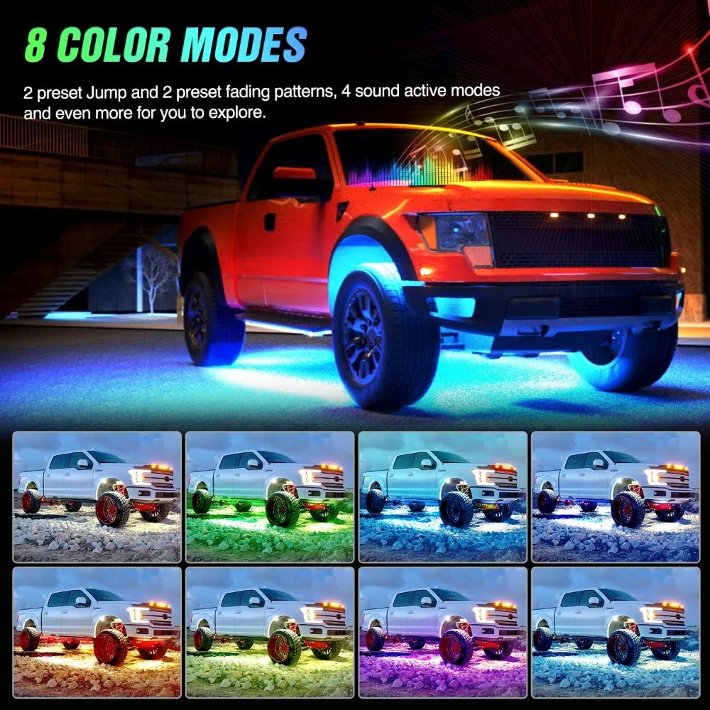 Car Underglow Neon Accent Strip Lights Atmosphere Lamp Neon Accent LED Light Strip App/Remote Control RGB Underbody Decorative photo 4