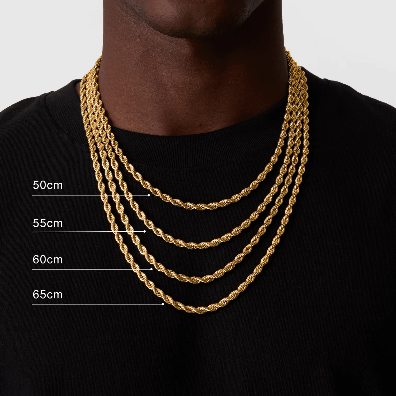 Punk Vintage Rope Chain Necklace for Men Women,Gold Color Stainless Steel Braided Twisted Chain,Hip Hop Casual Jewelry photo 3