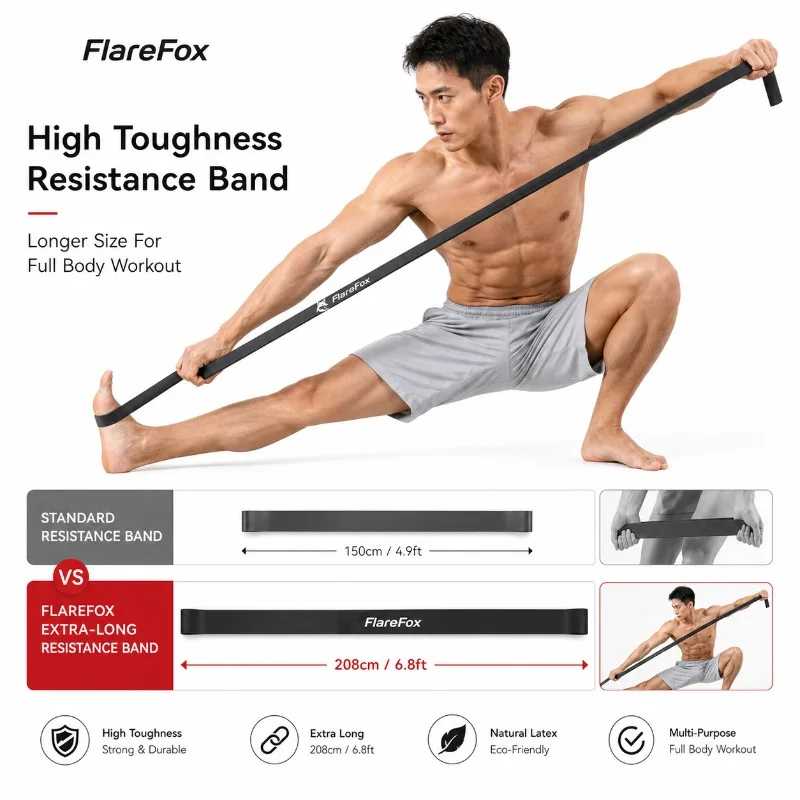 FlareFox Adjustable Multi Resistance Bands Push-pull Rod Pull-Up Assist Strap Strength Training Home Gym Equipment Workout Kit photo 4