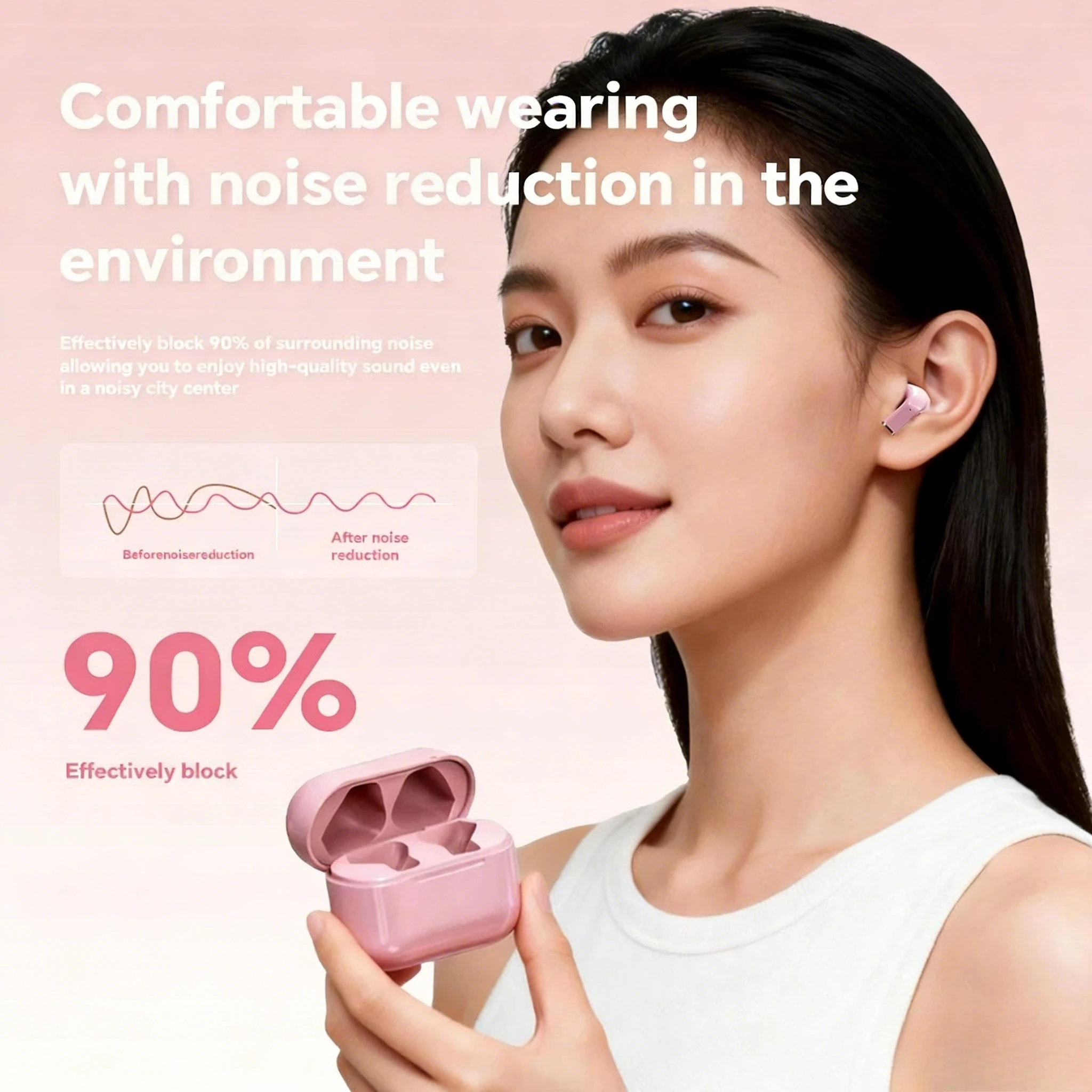 Mini Earphones Wireless Bluetooth Earbuds Long-Last TWS Noise Cancellation Headphones Extended Battery Life With Mic for Music photo 3