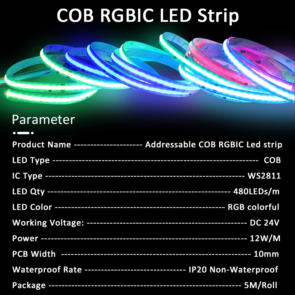 WS2811 COB RGBIC LED Strip DC24V 5M 10M 20M 30M RGB IC Horse Running Water Flowing Lights Tape Diode Ribbon Room Decoration Lamp photo 5