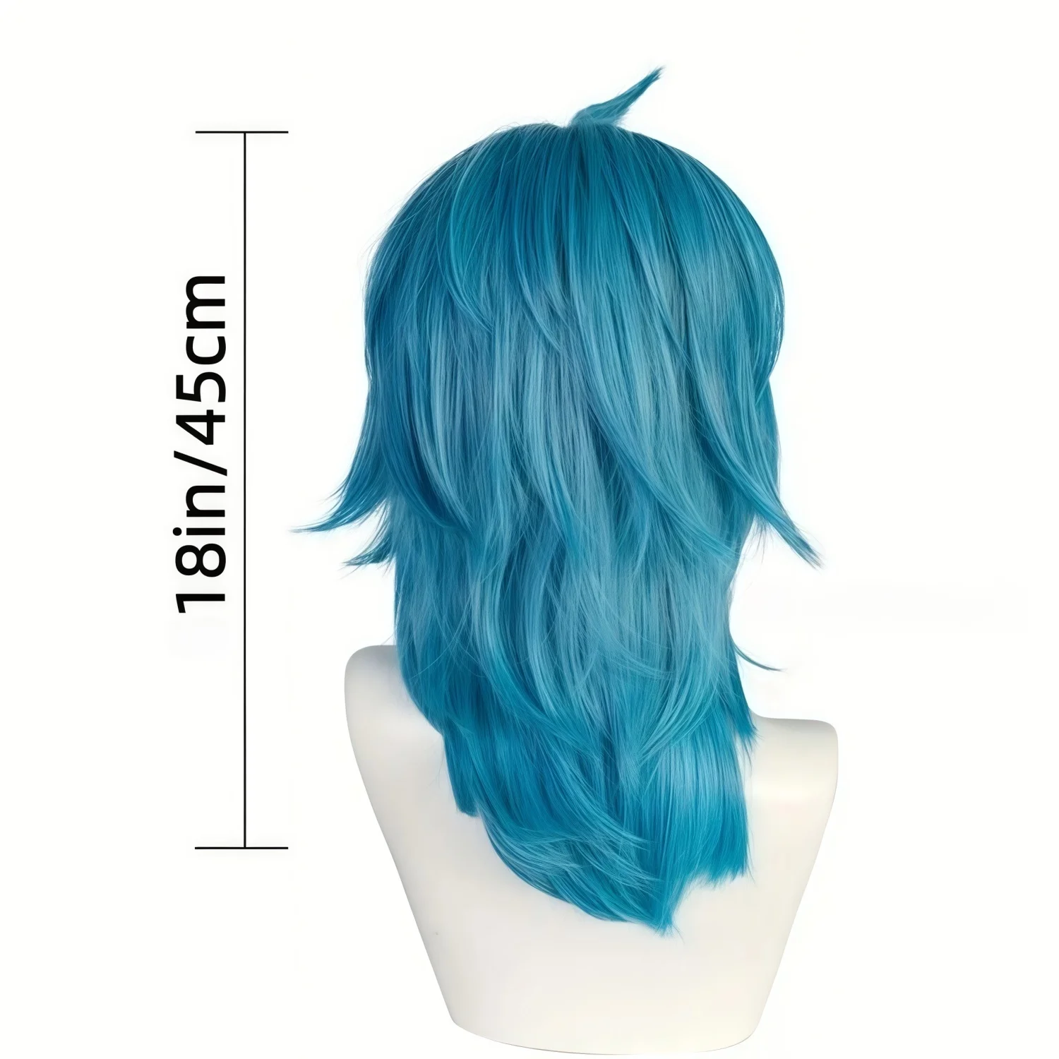 Artificial Medium-Length Straight Blue Salic Cosplay Hairstyle with Bangs Birthdays Role-Playing Synthetic Wig photo 2