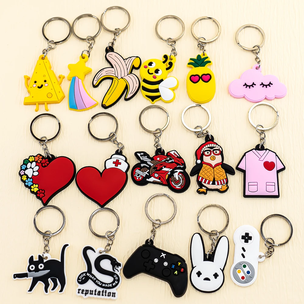 10/20/50/100 PCS Random Keychain Cute Animal Cartoon Anime Key Chain Kawaii Keyring fit Car Key Accessories Friends Key Gift photo 3