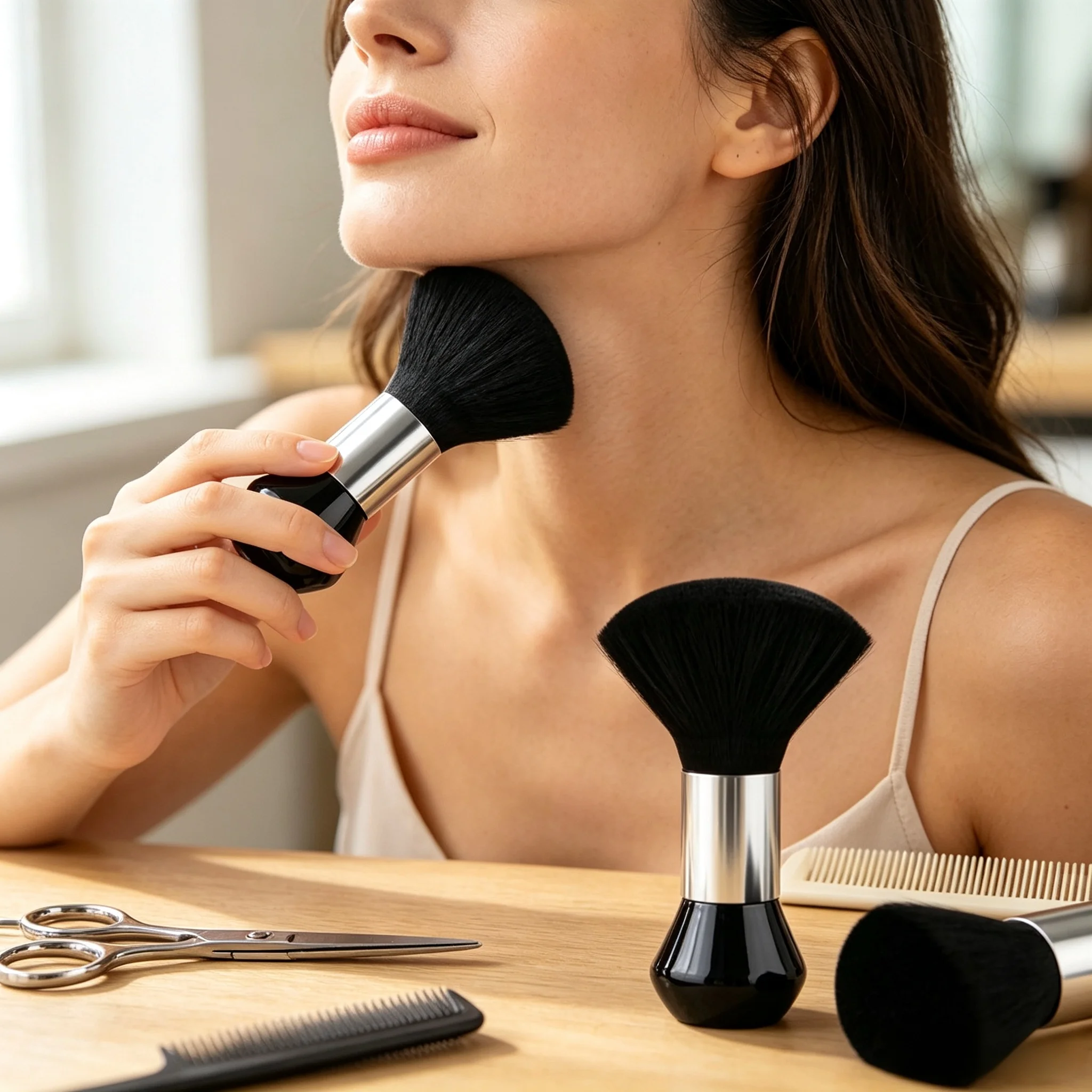 Barber Soft Neck Dust Brush Gentle Grooming Brush for Hair Trimming Multipurpose Tool for Neck & Facial Surface Cleaning photo 3