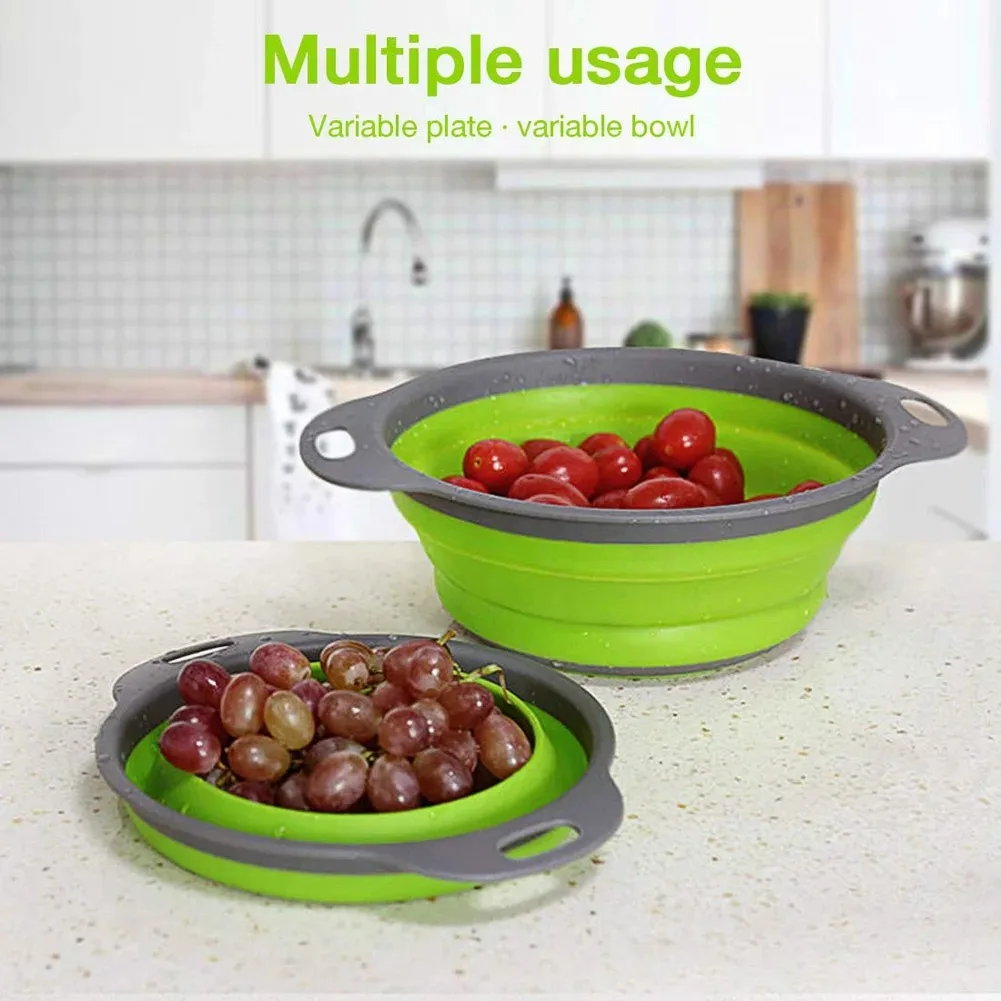 Silicone Folding Drain Basket Fruit Vegetable Washing Basket Foldable Strainer Colander Collapsible Drainer Kitchen Storage Tool photo 3