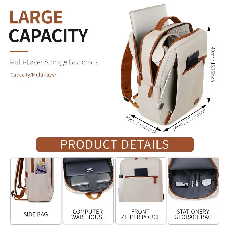 Fashionable and Simple Large-Capacity Backpack Daily Commuting Office Computer Bag photo 3