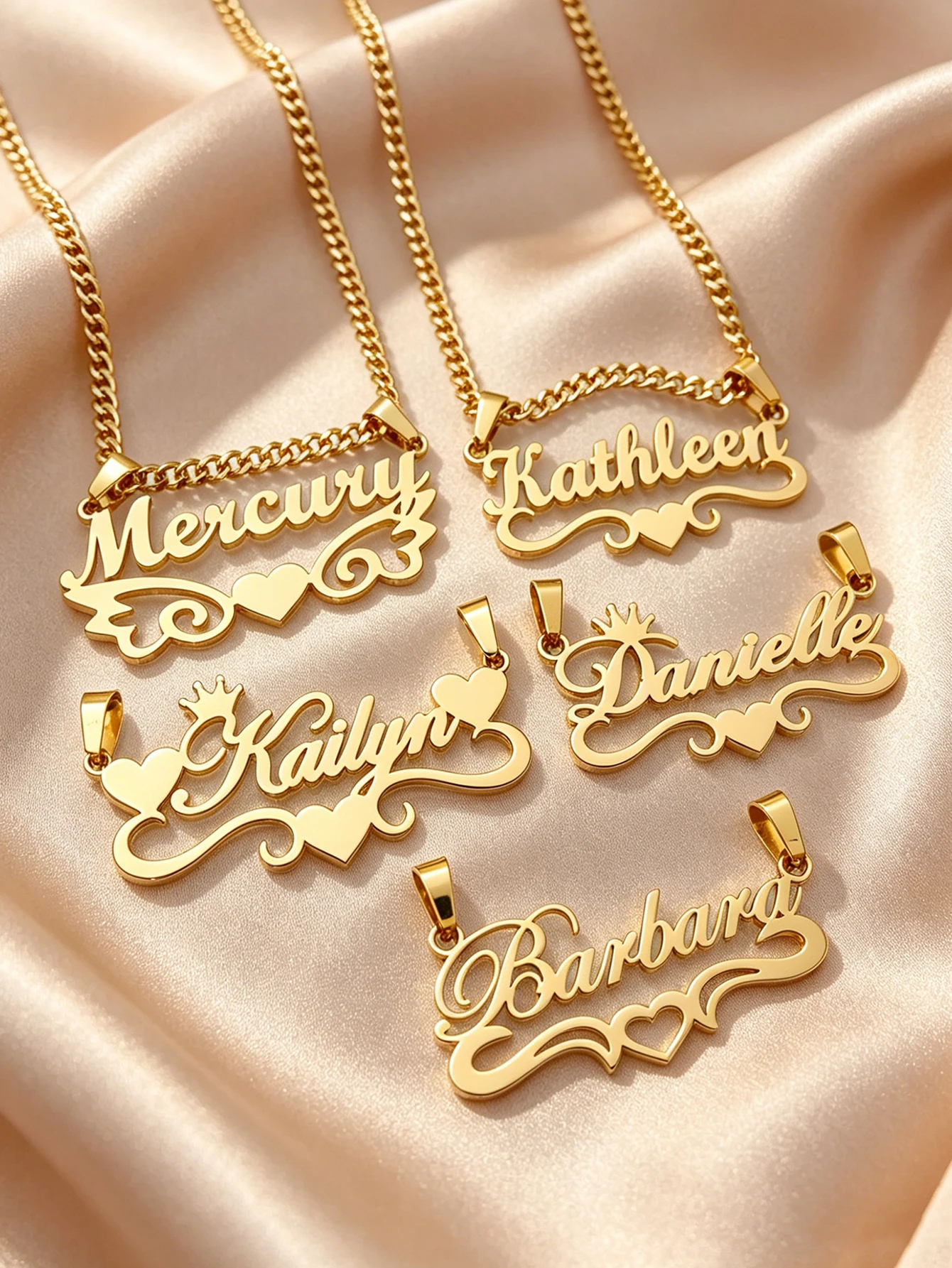 Personalized custom name jewelry necklace, featuring 5 different styles, crafted from 18k gold stainless steel, perfect for ever photo 2