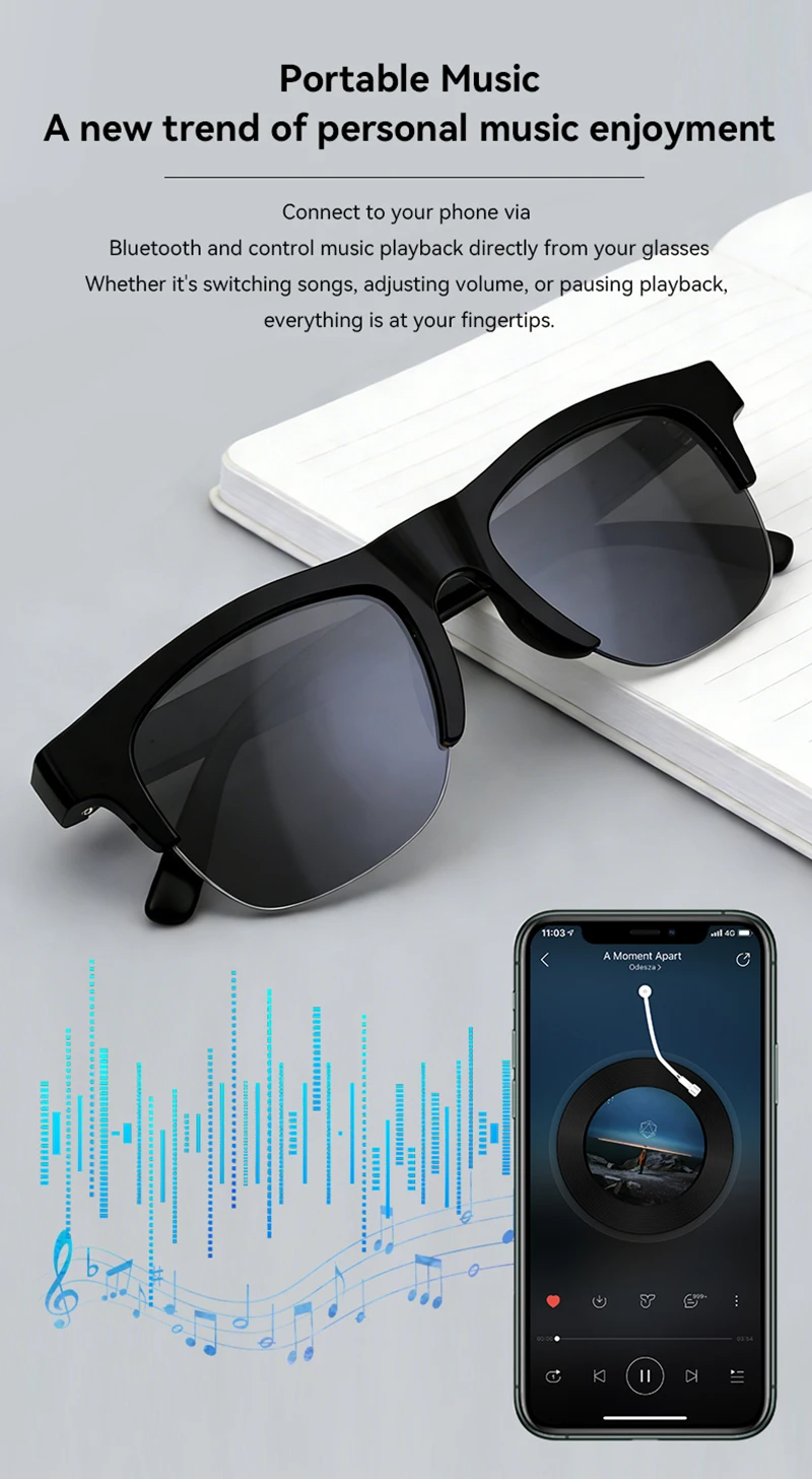 AI Smart Glasses 800W Pixel 4K HD Camera Remote Control Touch Voice Translation Bluetooth Call Video Recording Music Sunglasses photo 3