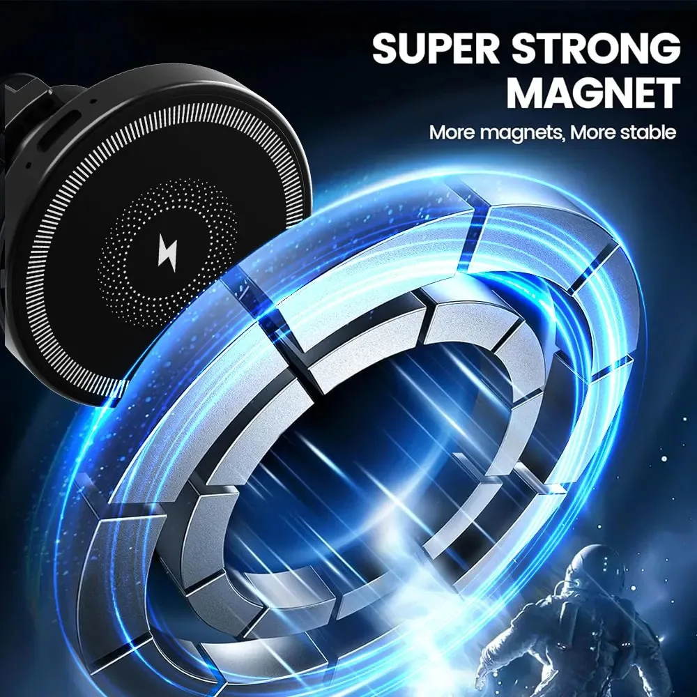 Car For Magsafe Wireless Charger Pad Air Vent Phone Holder Stand For iPhone 17~12 Samsung Xiaomi Fast Charging Cellphone Bracket photo 4