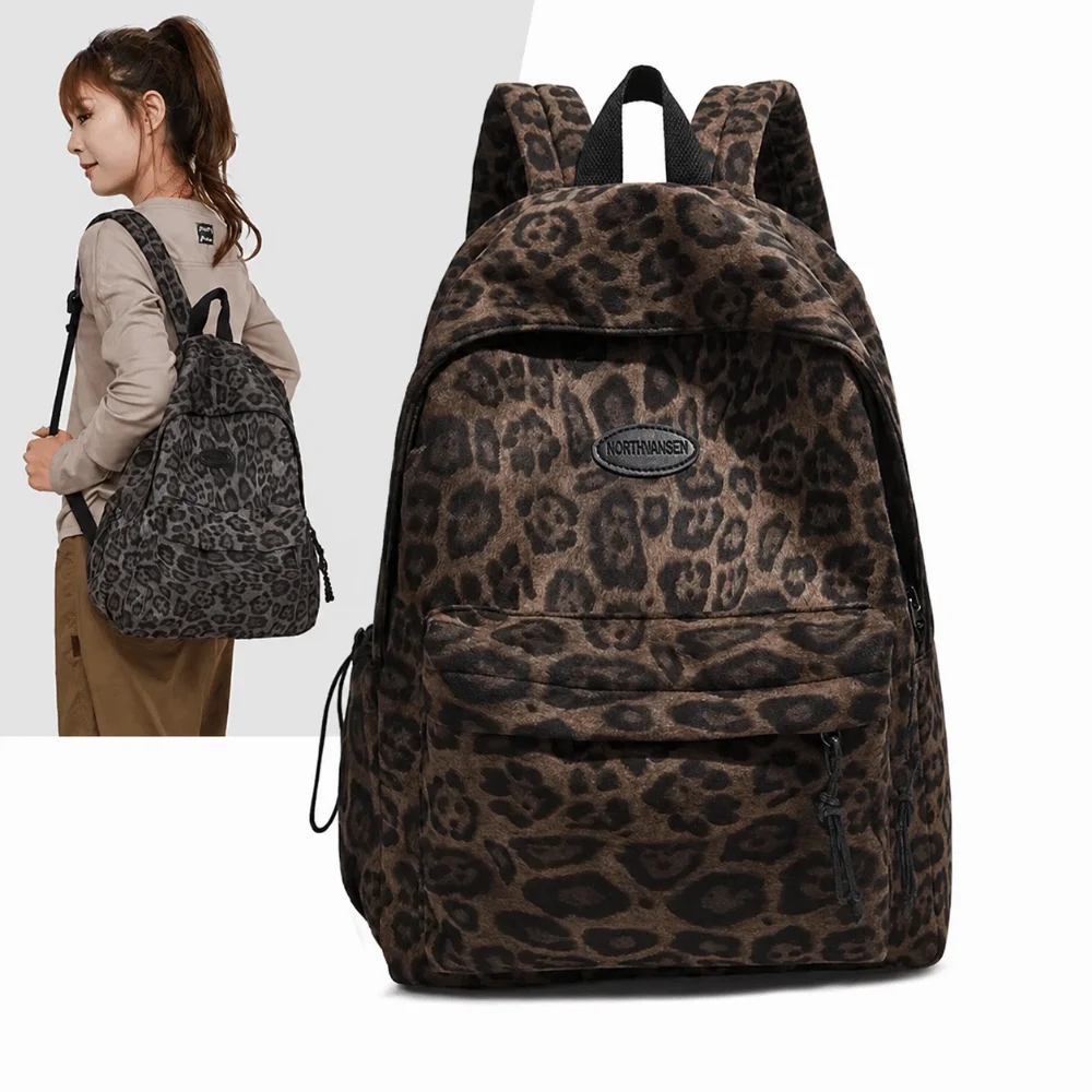 Fashion Leopard Print Laptop Backpack Large Capacity Multi-pocket Students Schoolbag Oxford Travel Daypack for Teenage Girls photo 2