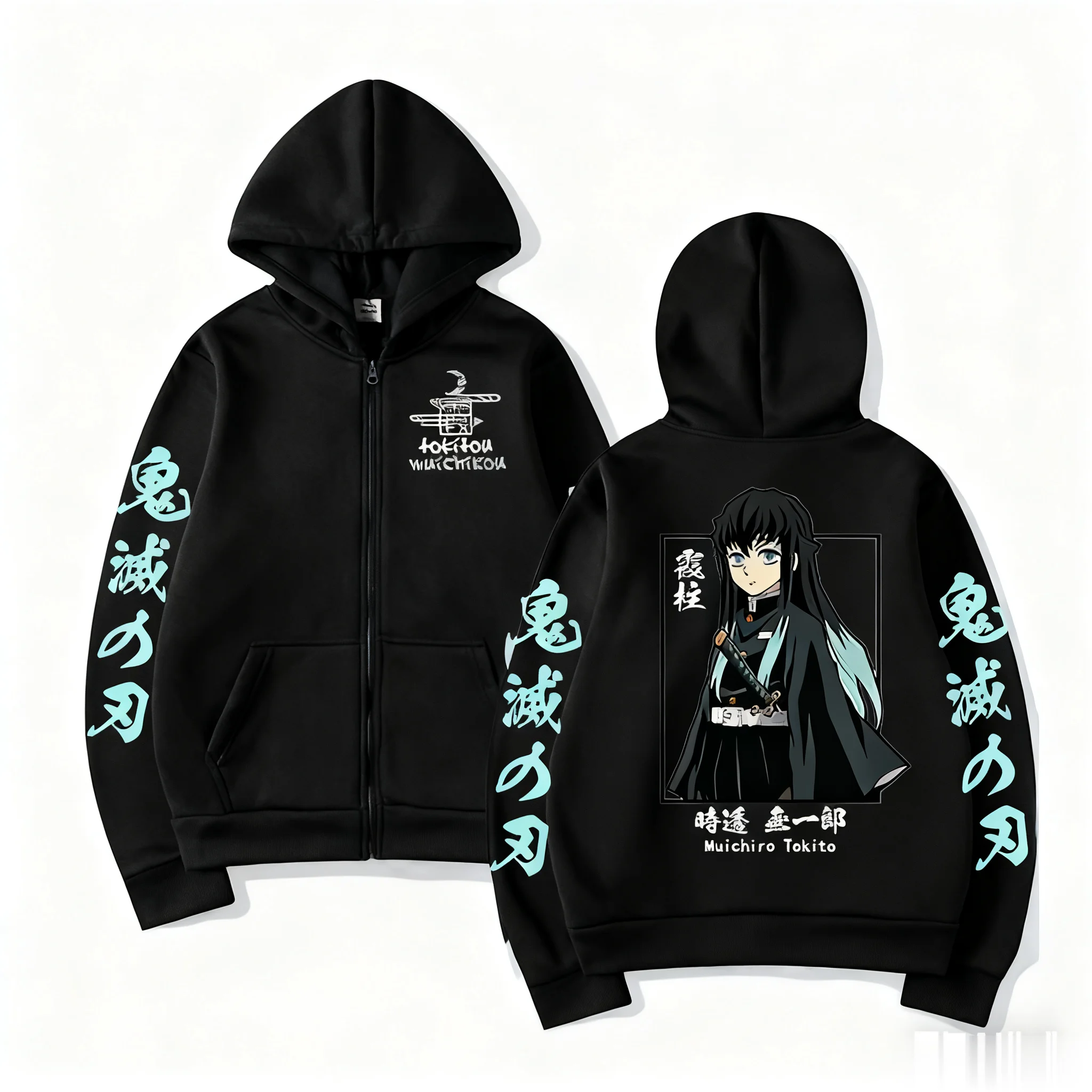 Demon Slayer Muichiro Tokit Hoodie Anime Jacket Zip Up Casual Tops Streetwear 2026 Autumn Winter Long Sleeve Pullover Men Women photo 2