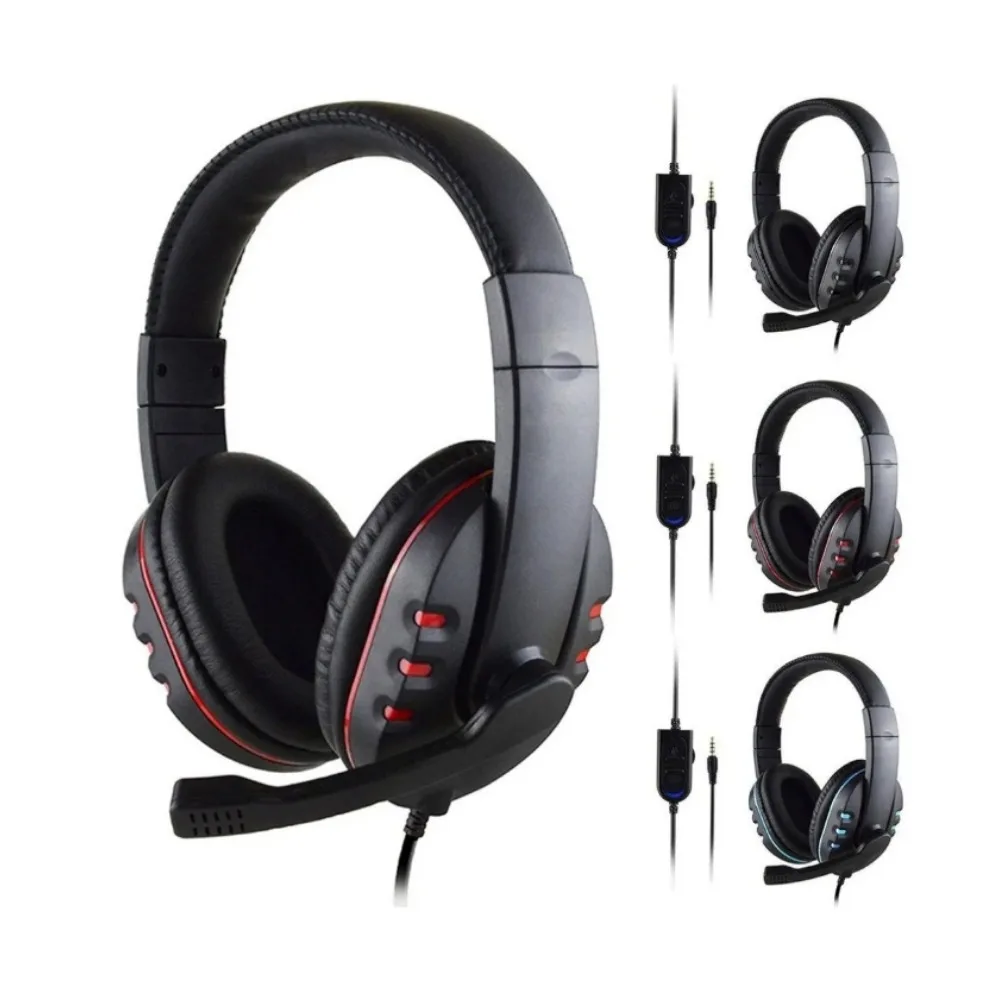 Headphones 3.5mm Wired Gaming Headset Earphones Music For PS4 Play Station 4 Game PC Chat Computer With Microphone photo 1