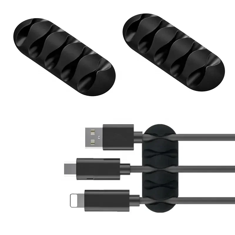 VIKEFON Cable Cord Wire Organizer Silicone USB Cable Winder Management Clips Self Adhesive for Mouse Keyboard Headset For iPhone photo 3