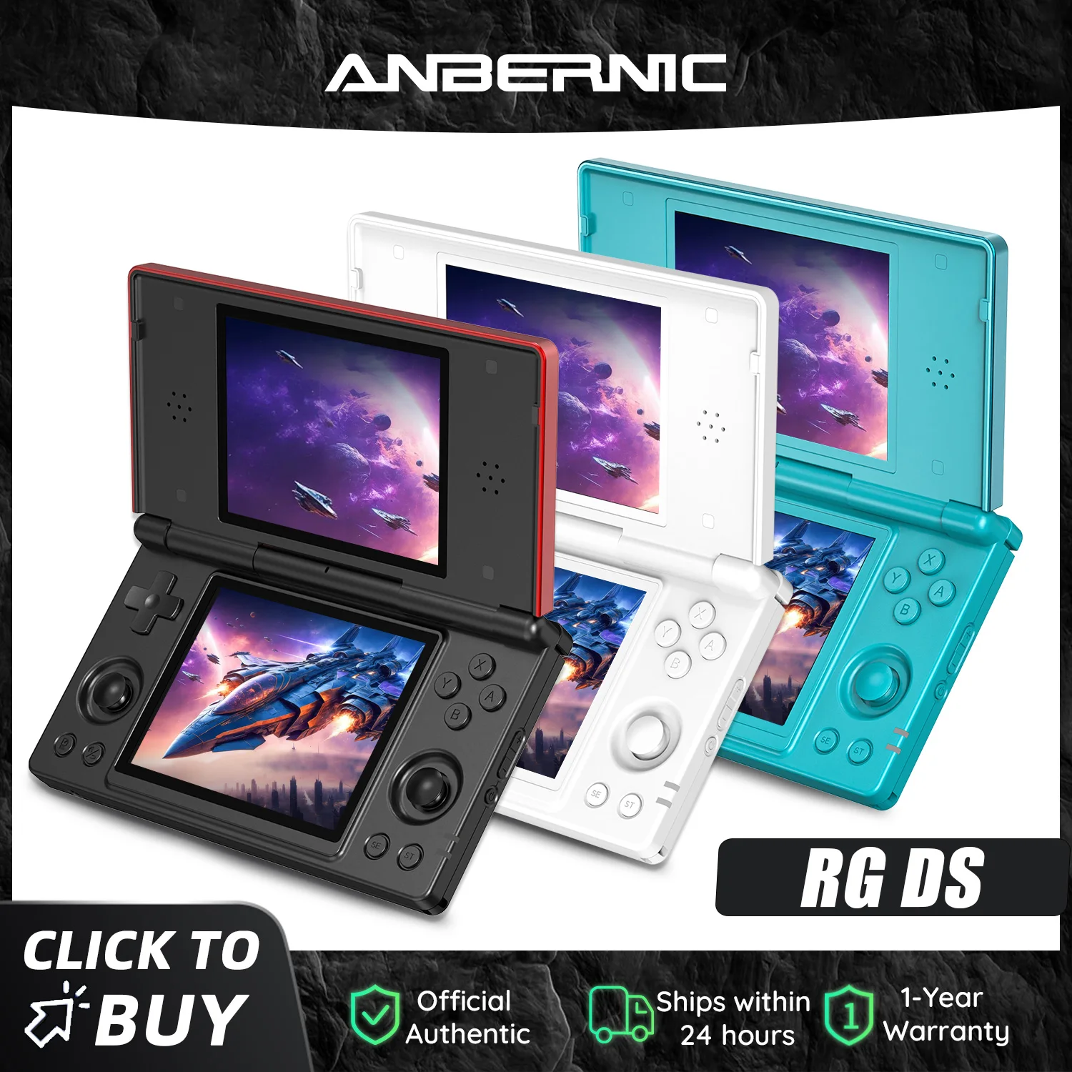 Anbernic RG DS Retro Video Game Console 4 Inch IPS Dual Multi-touch Screen Android 14 Flip Game Player RGDS For Christmas Gift photo 1
