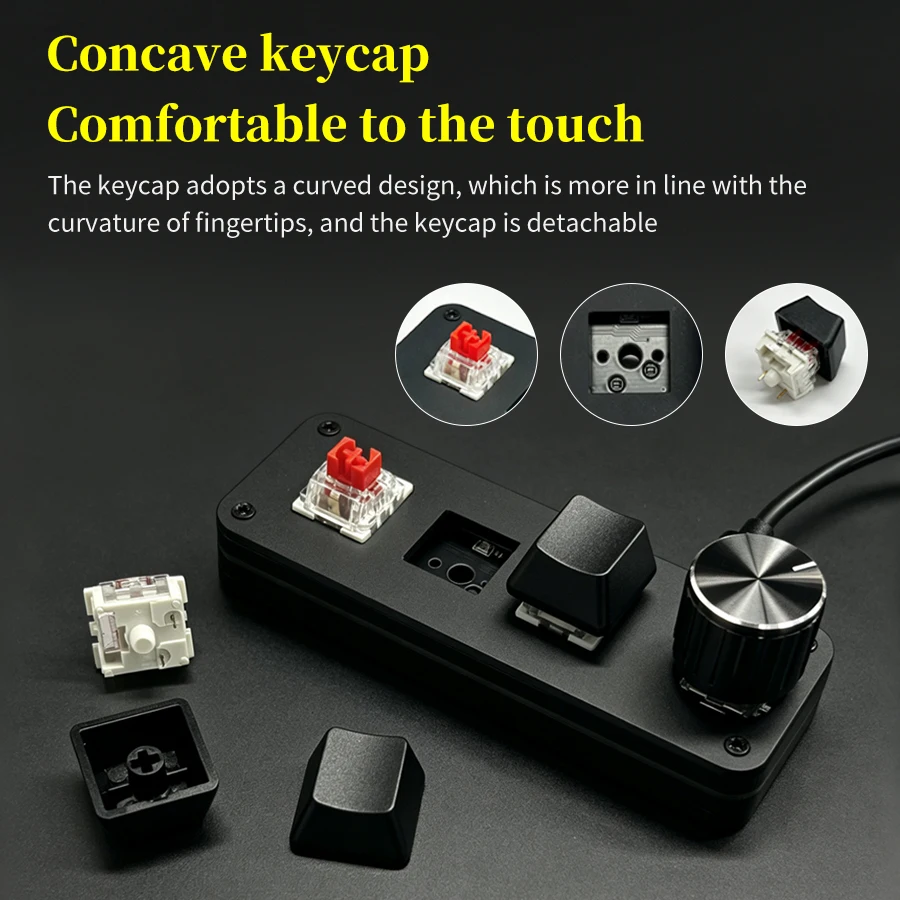 3-Key Programmable Keypad with 1 Knob Hotswap Mechanical Macro Keyboard USB C for Gaming Music Media Control Compatible with Win photo 3