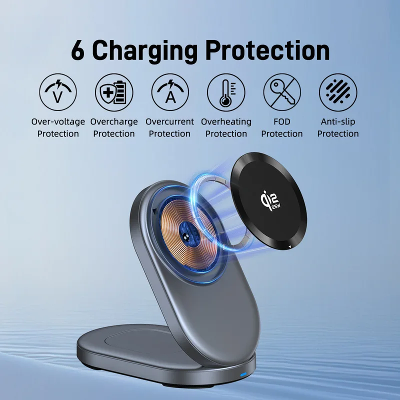 Ultra Foldable Storage Magnetic 25W Qi2.2 Wireless Charger Stand for iPhone 17/16/15/14 Vertical Super Fast Charging Desk Mounts photo 4