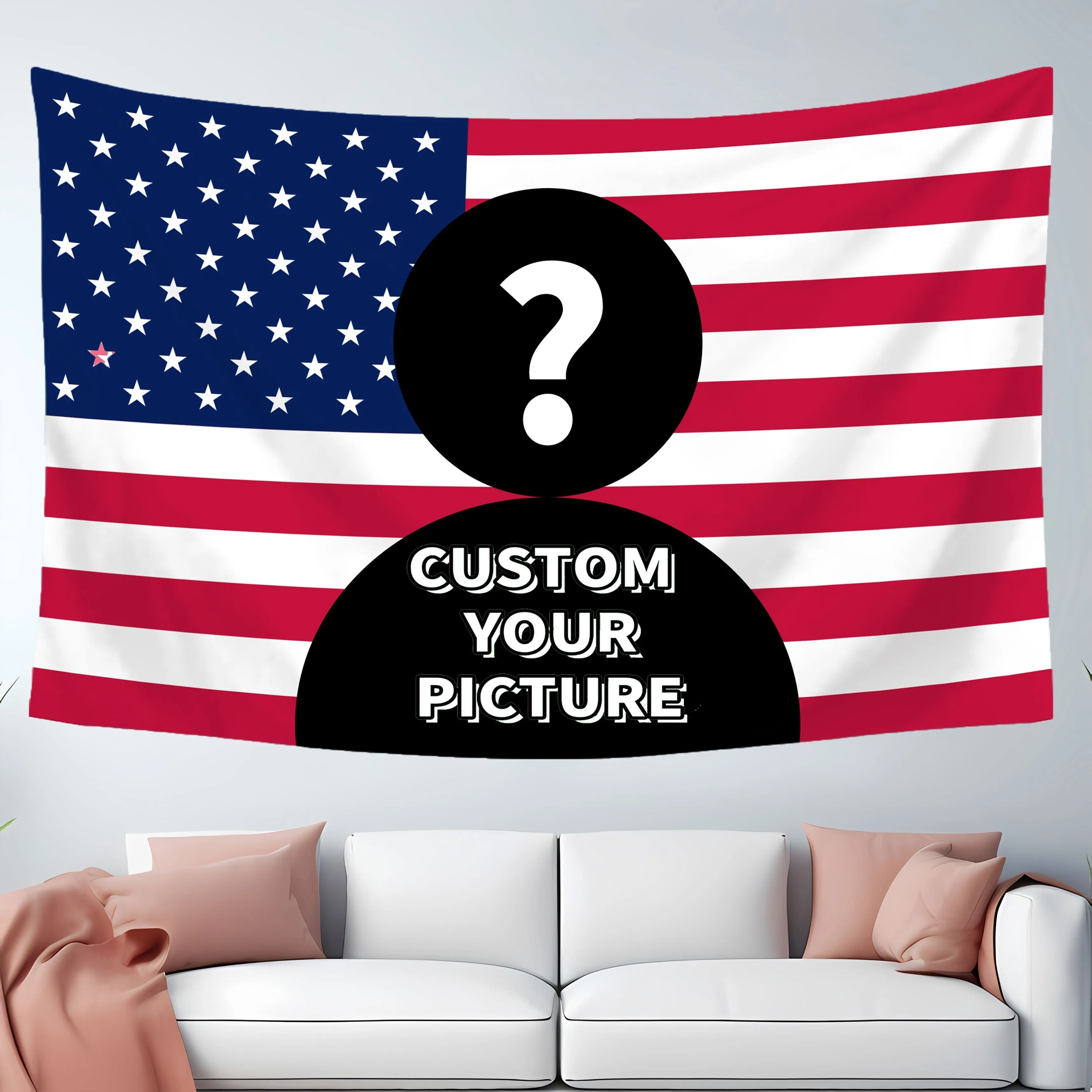 Custom Pink Or Blue American Flag Personalized with Your Image, Fun Tapestry Poster for Decorating Clubs, Wall Hanging Decor photo 2