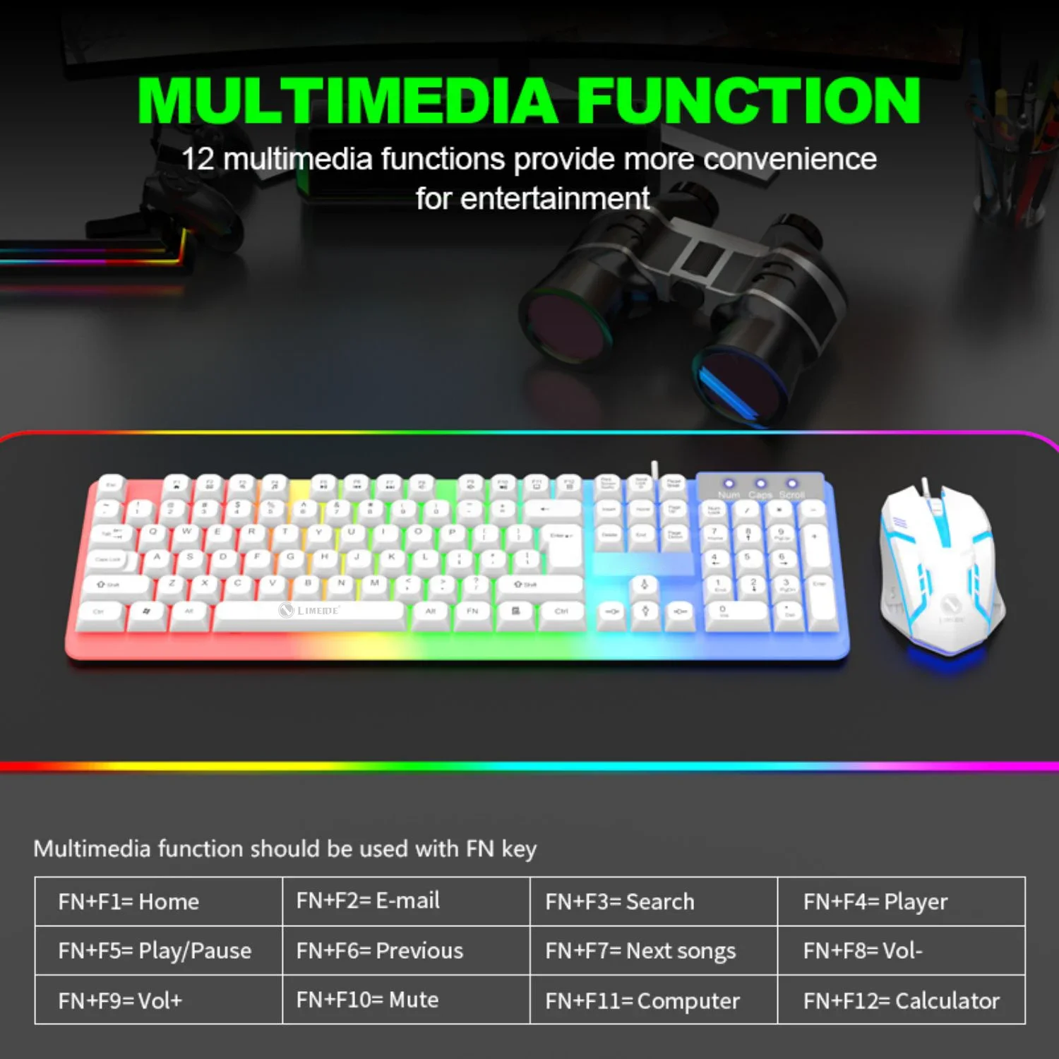 Mechanical Feel Keyboard and Mouse Set, with RGB LED Backlight, USB Wired - 104 Keys - Ideal Choice for Gaming and Office photo 4