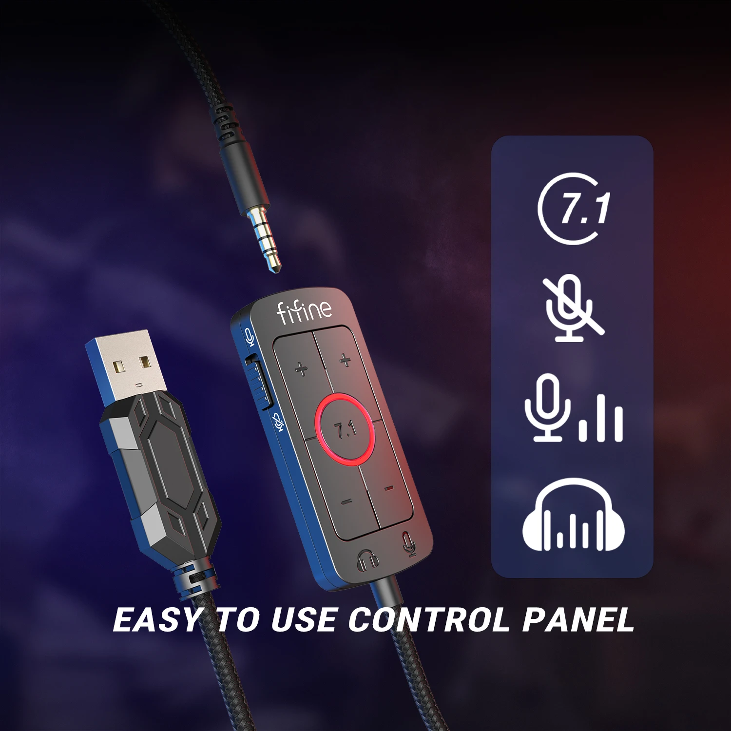 FIFINE Headset,3.5 mm Jack & USB Headphone with 7.1 Surround Sound/Volum Control/Mute Switch for PC / MAC / PS4 / PS5 Mixer-H9 photo 3