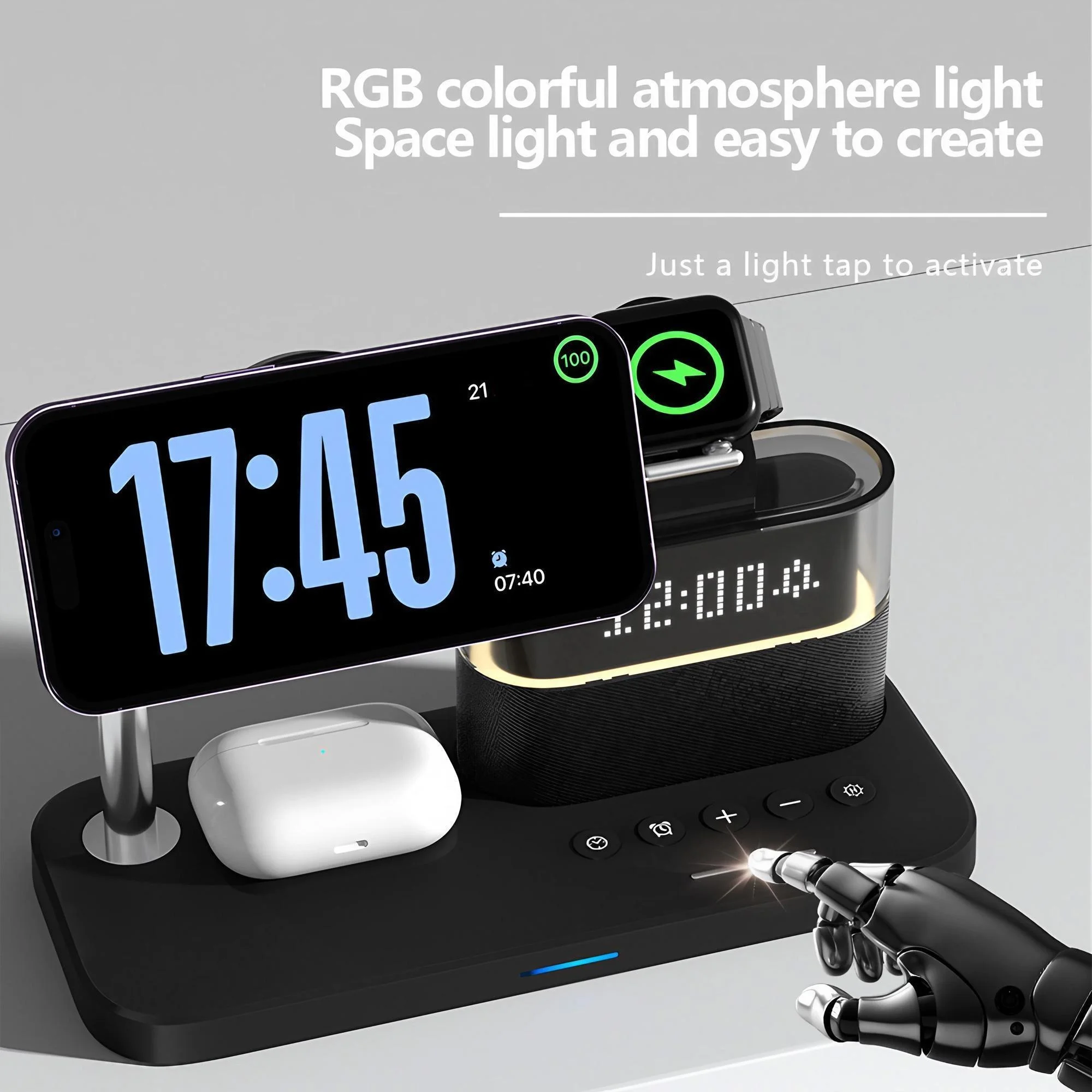 Magnetic Wireless Charging Station for Phones 12 13 14 15 16 17 and Smartwatch 8 7 6 5 Multi Device Charging Pad for Desk Home Office Travel Supports Fast 15W Phone Charging and 5W Wearables 360 Degree Stand photo 2