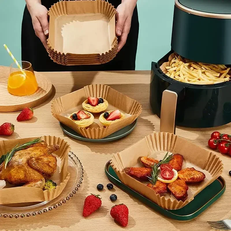 Cooking Paper Air Fryer Disposable Paper Square Round Baking Barbecue Plate NonStick Mat Kitchen Oven Oil Absorbing Paper Tool photo 3
