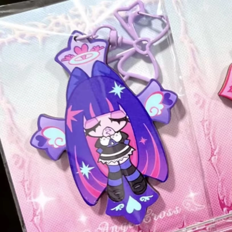 Fashion Panty & Stocking with Garterbelt Anime KeyChain Men Key Chain for WomenKawaii Figure Acrylic Keyring Pendant Gifts photo 2