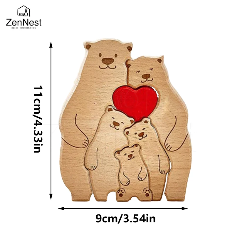 Bear Home Wooden Puzzle Personalized Custom Decor Heart Warmer Birthday Gift Art Puzzle Name Home Decor Thanksgiving Gift photo 6