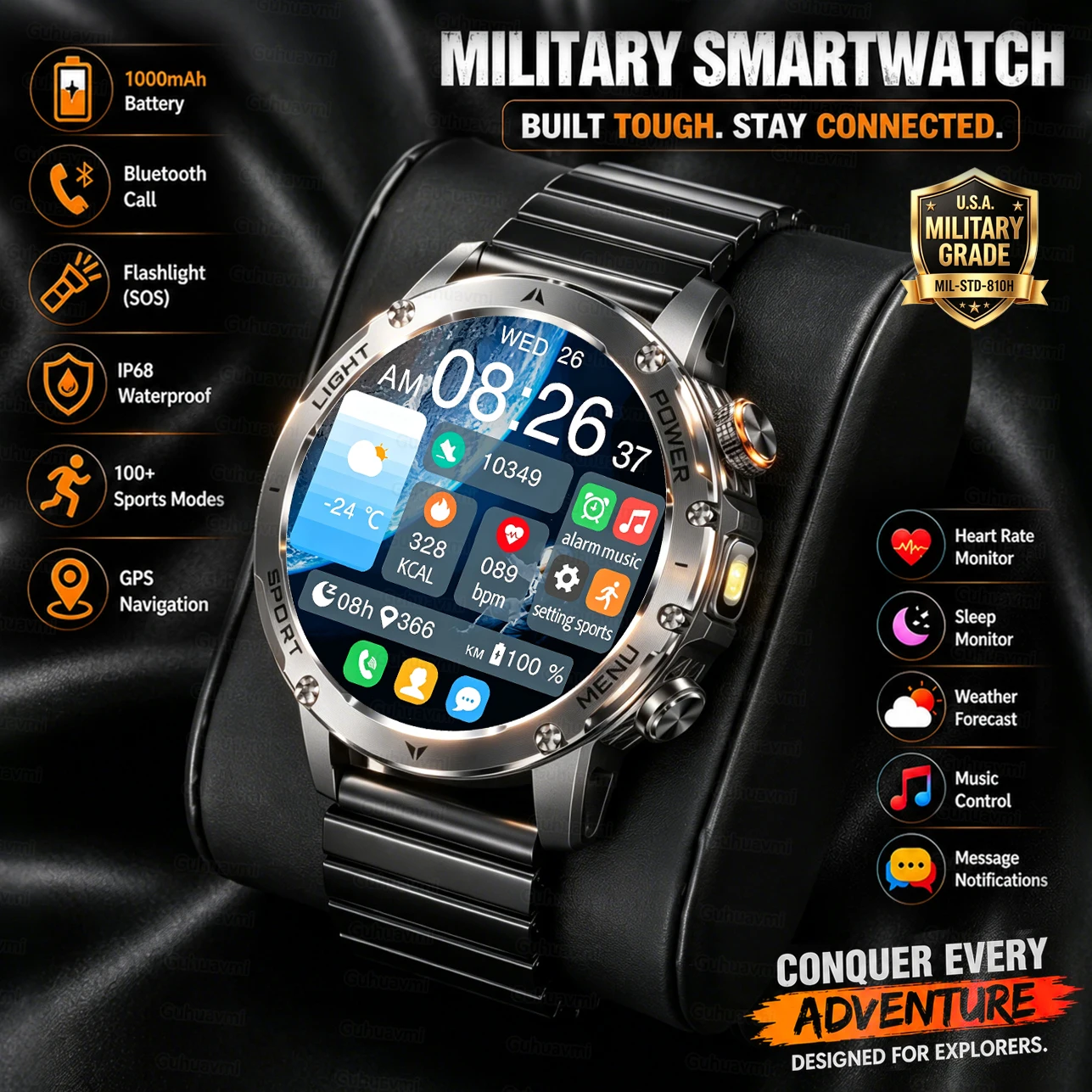 New Smart Watch For Men 1000Mah Battery Fitness Tracking Sport Waterproof Clock Smart Bracelet Men Military High-end custom dial photo 1