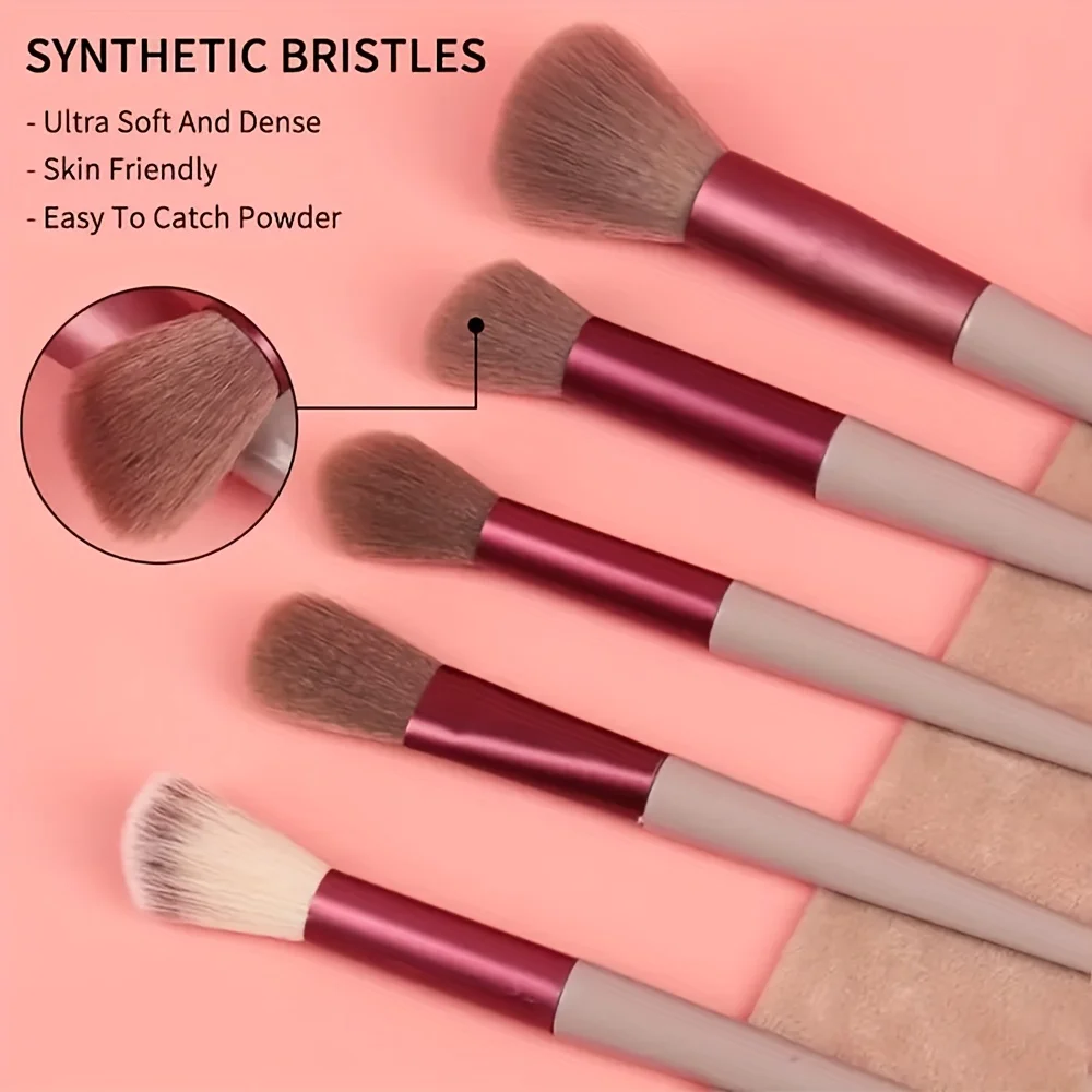 13 soft and fluffy makeup brush sets, perfect for foundation make-up, powder blusher, powder and eye shadow photo 2