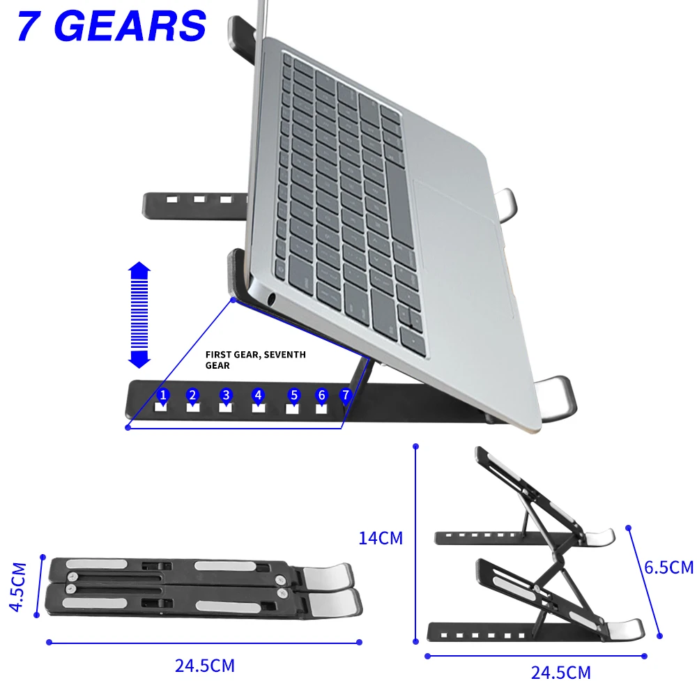 7 Levels Laptop Stand Portable Foldable ABS Tablet Computer for Macbook Apple  Air Pro Lenovo Bracket Universal Pad PC Holder photo 6