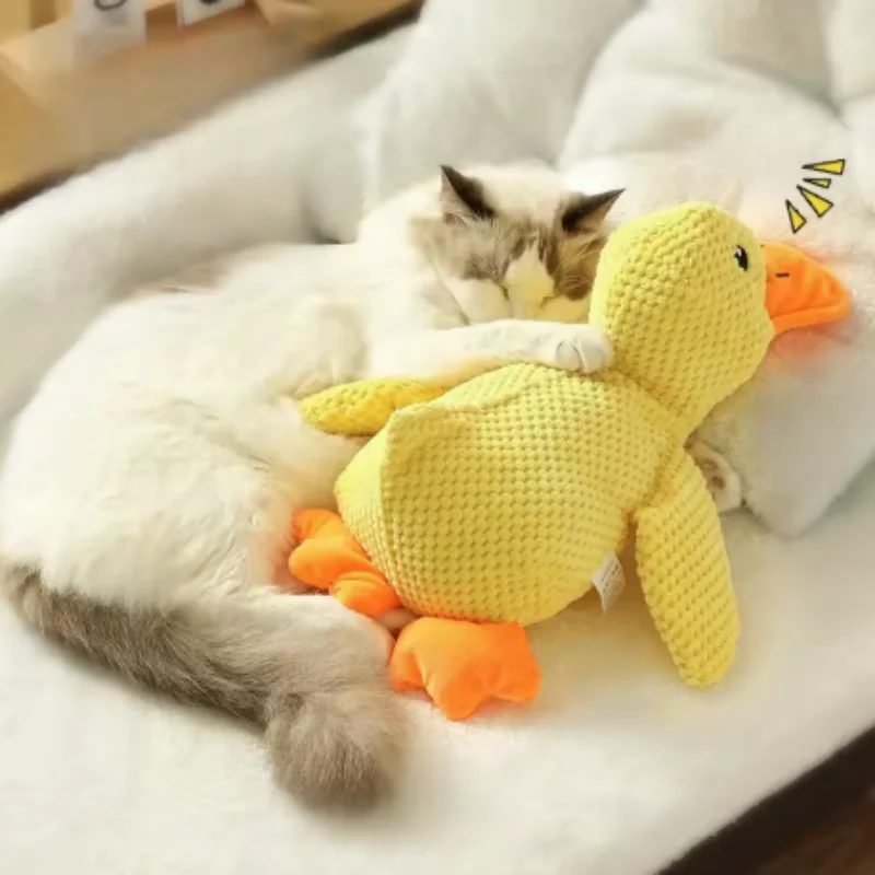 Squeaky Dog Plush Duck Toy Bite Resistant Pet Chew Toy Teeth Grinding Relief Companion Sleeping Duck for Dog Chew Play photo 2