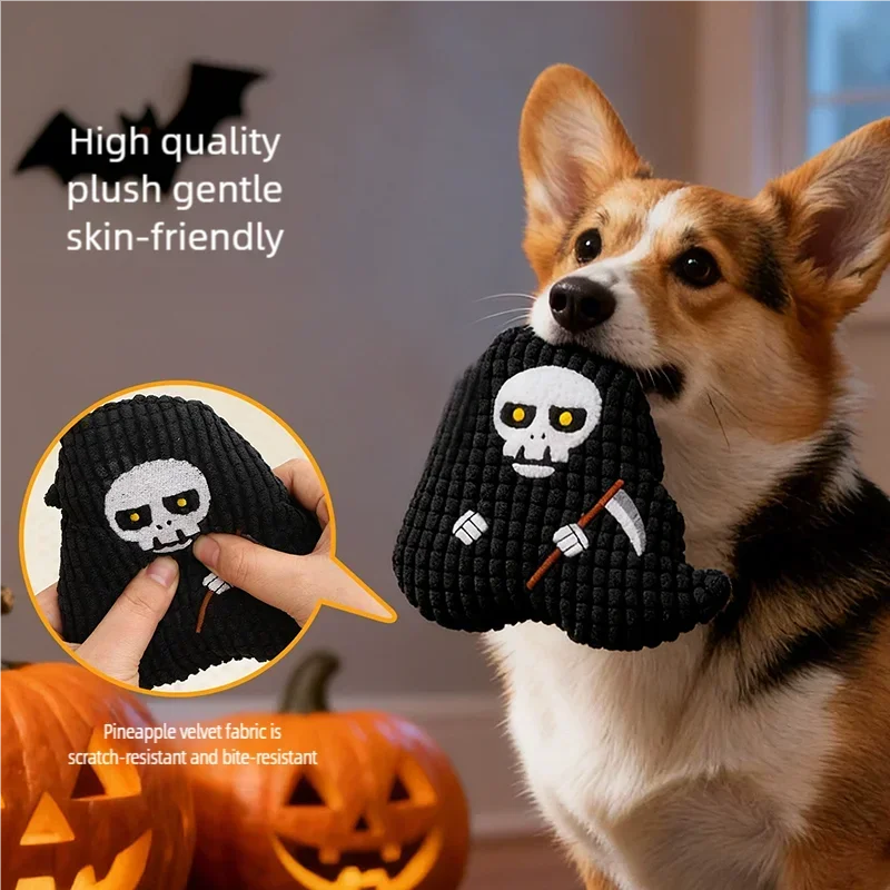 Halloween Themed Plush Dog Toy With Squeaker Bite Resistant Molar Teether For Puppy Interactive Boredom Breaker Chew Toy For Pet photo 5