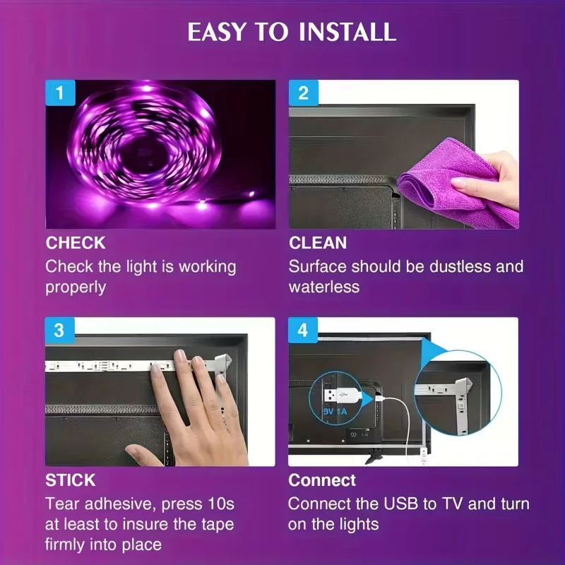 Smart LED Strip Lights with 24-Key Remote Control- Easy Install, Multi-Color Changing, USB Powered RGB Tape for Home Decor photo 4