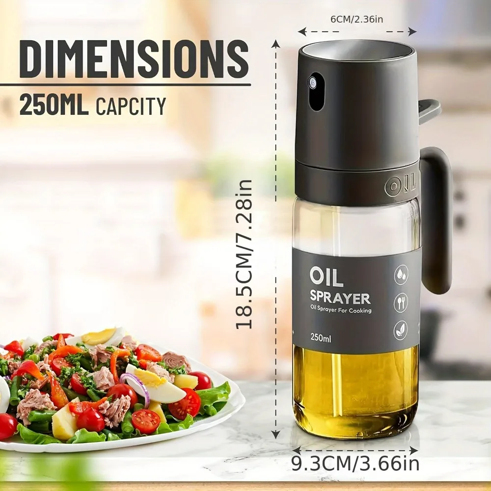 250ML Oil Sprayer, High Borosilicate Glass BPA Free Cooking Mister, Olive Oil Sprayer for Air Fryer, Salad, BBQ, Kitchen Gadget photo 2