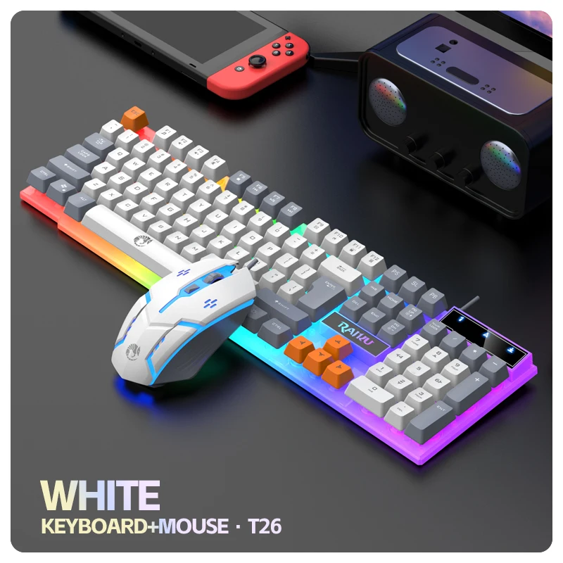 RAIKU T26 Three tone Luminous Keyboard Mouse Wired Mechanical Touch Gaming Mouse Keyboard Set photo 6