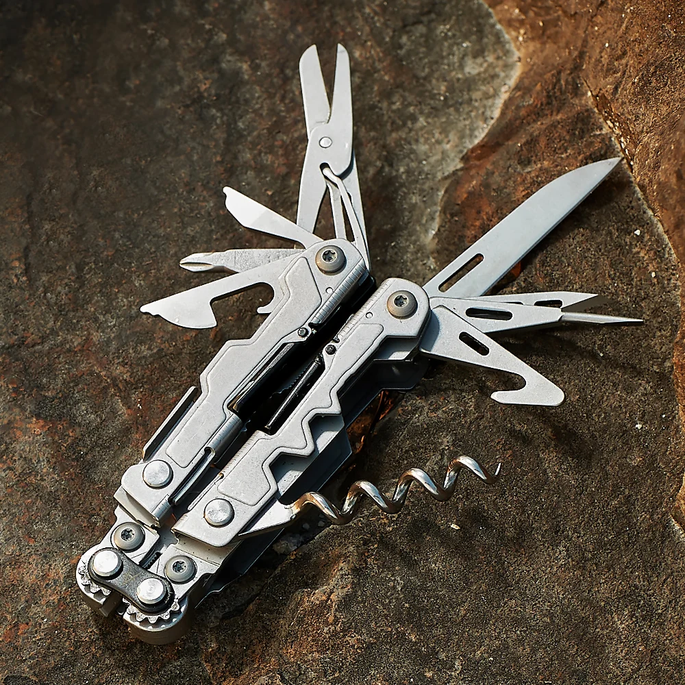 SOG PowerLitre 19 in 1 Mini Multitool Outdoor Pocket Tools W/ Pliers, Scissors, Folding Knife EDC Gear Foldable Camping Supplies photo 4