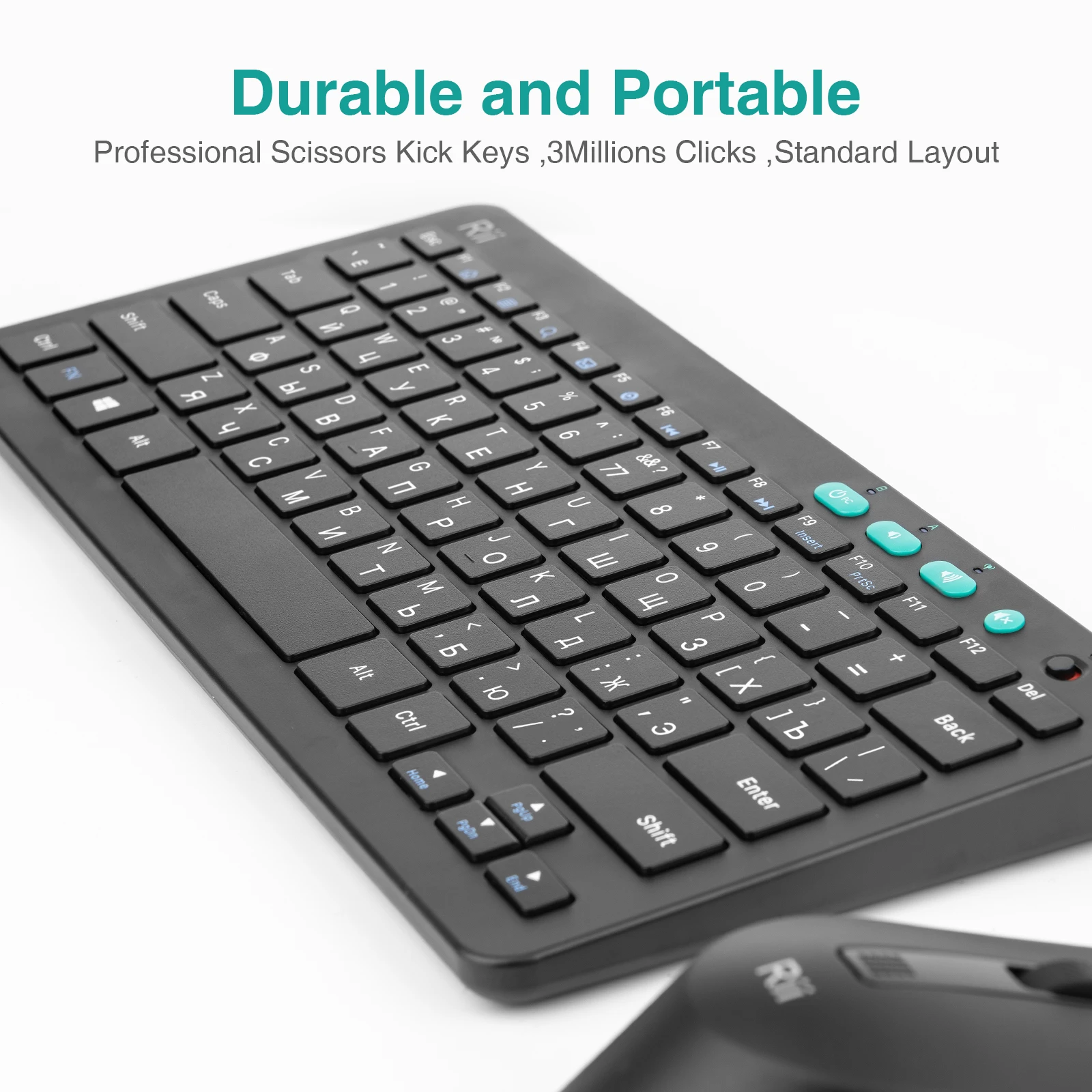Rii RKM709 2.4G Wireless RU/US Keyboard & Mouse Combo Multimedia Office Keyboard for PC Laptop Desktop photo 2