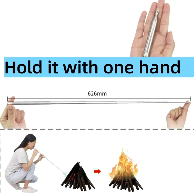 Fire Tube Blow Tool Pipe Camping Blower Collapsible Campfire Bellows Outdoor Telescopic Bellowing Survival Starter Pocket Gear photo 5