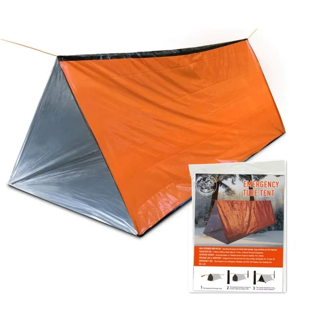 2-Person Outdoor Camping Tent Waterproof Lifesaving Tent Emergency Escape Camping Survival Tent Kit Outdoor Camping Mat photo 2