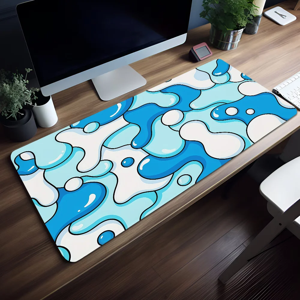 Mouse Pad MousePad Non-slip Lockedge Blue Art Office Student Gaming Thickened Large Writing Pad Wave Cushion photo 6