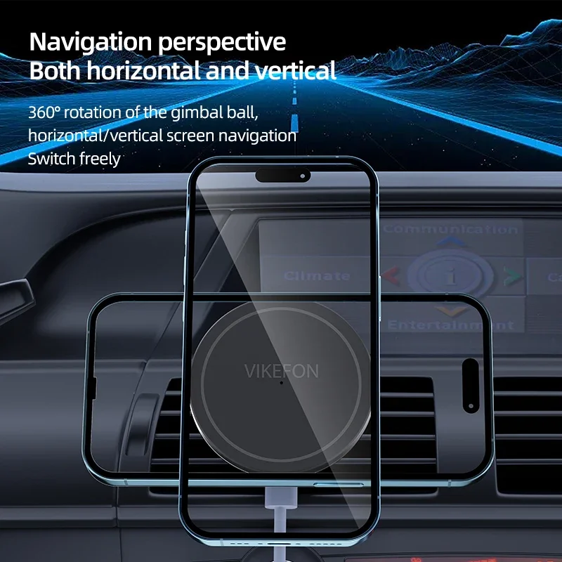 VIKEFON Magnetic Car Wireless Charger For iPhone 12 13 14 15 Pro Max Air Vent Car Phone Holder Stand Fast Car Charging photo 5